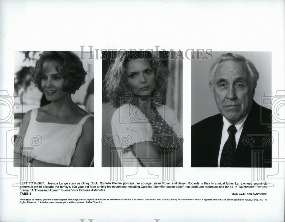 Press Photo Jessica Lange, Michelle Pfeiffer,Jason Robards in &quot;A Thousand Acres&quot;- Historic Images