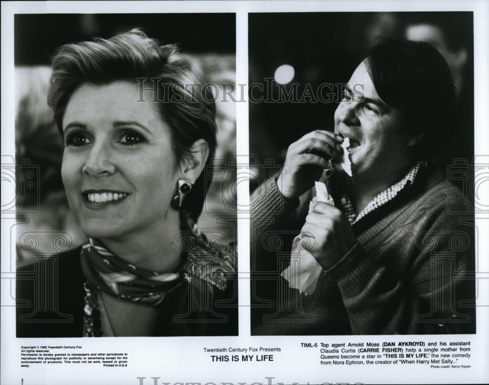 1992 Press Photo Dan Aykroyd, Carrie Fisher &quot;This Is My Life&quot;- Historic Images