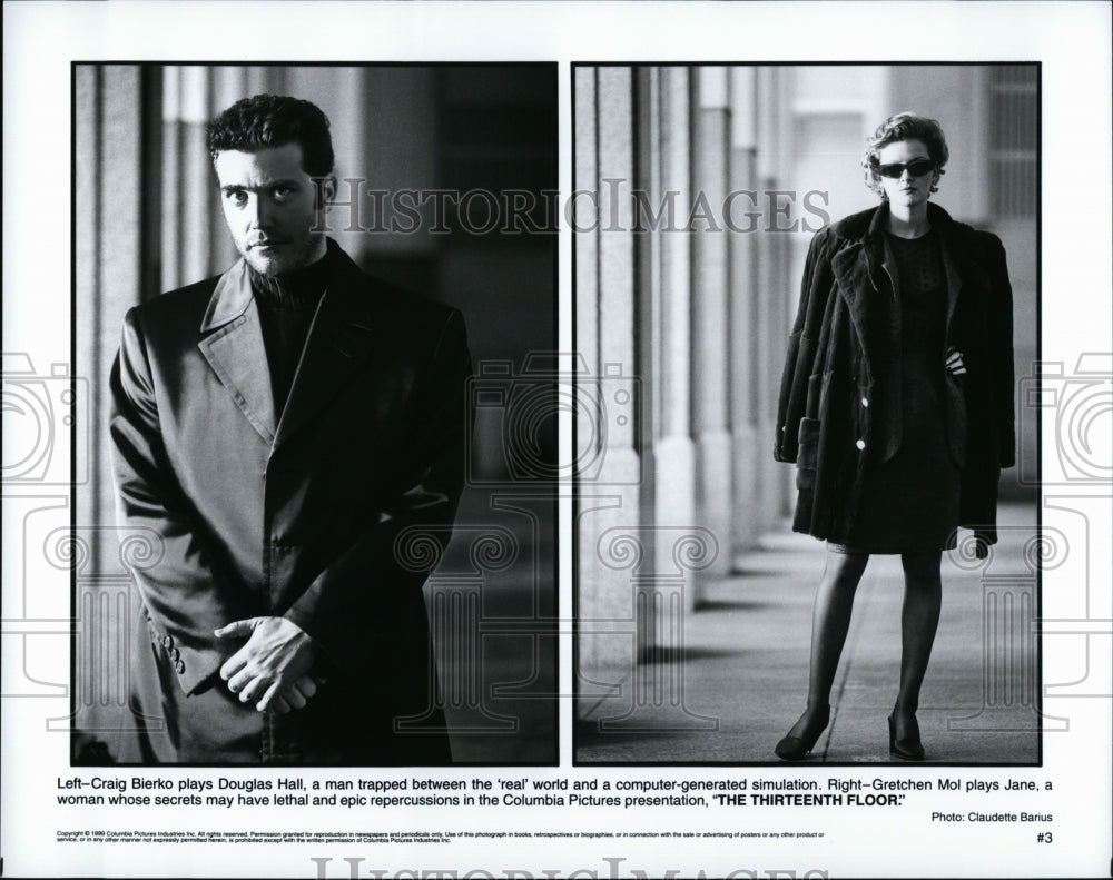 1999 Press Photo Craig Bierko, Gretchen Mol &quot;The Thirteenth Floor&quot;- Historic Images