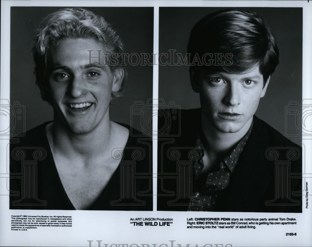 1984 Press Photo Christopher Penn, Eric Stoltz &quot;The Wild Life&quot;- Historic Images