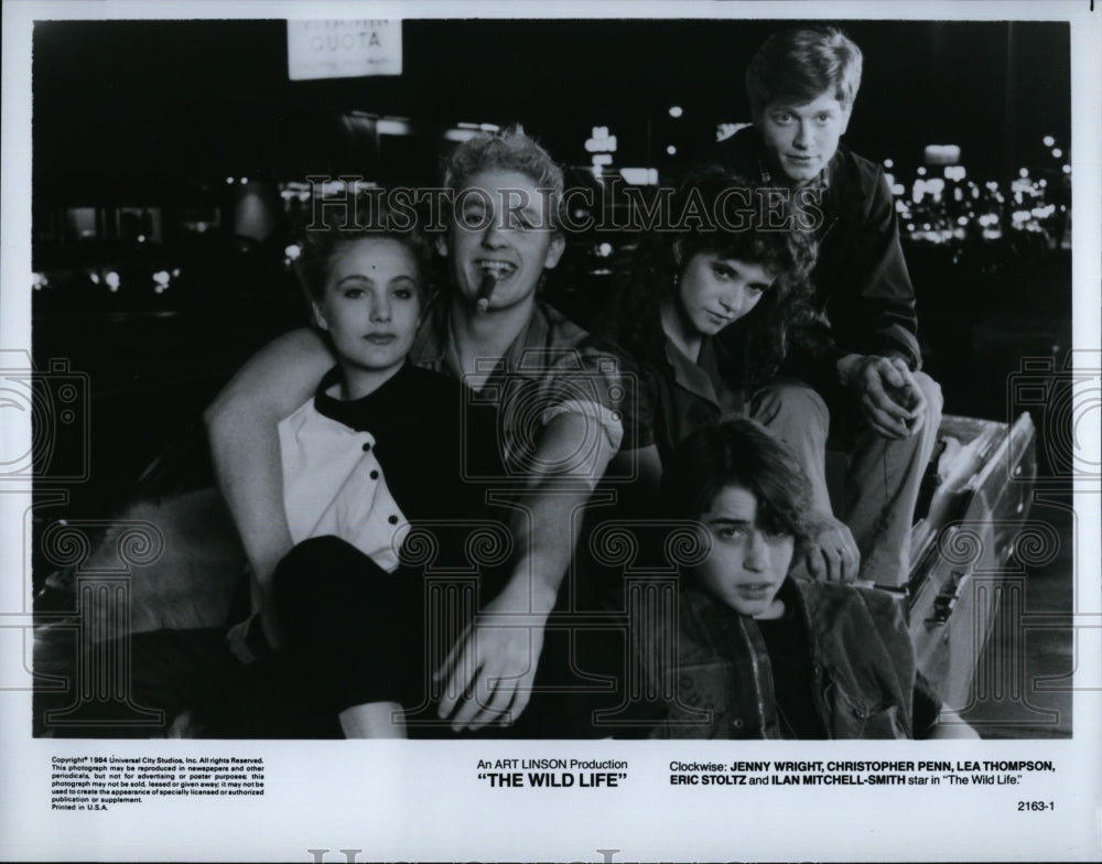 1984 Press Photo Ilan Mitchell-Smith, J. Wright, C. Penn &quot;The Wild Life&quot;- Historic Images