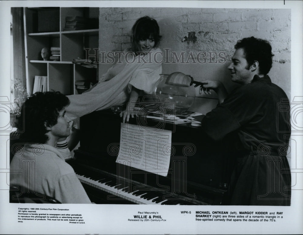 1980 Press Photo Michael Ontkean, Margot Kidder, Ray Sharkey, &quot;Willie &amp; Phil&quot;- Historic Images