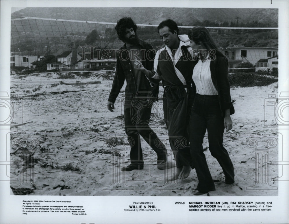 1980 Press Photo Michael Ontkean, Ray Sharkey, Margot Kidder, &quot;Willie &amp; Phil&quot;- Historic Images