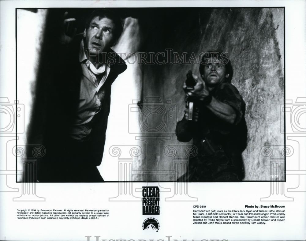 1994 Press Photo Harrison Ford and Willem Dafoe in "Clear and Present Danger'.- Historic Images