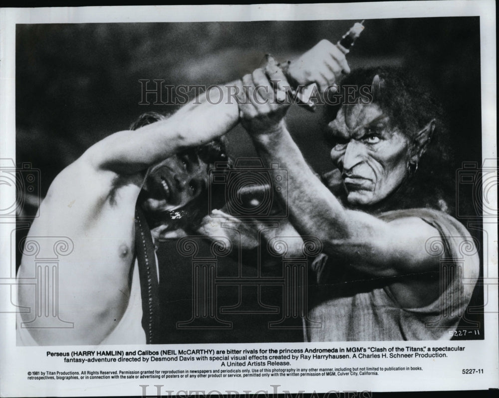 1981 Press Photo  Actor Harry Hamlin &amp; Neal McCarthy in &quot;Clash of the Titans&quot;- Historic Images