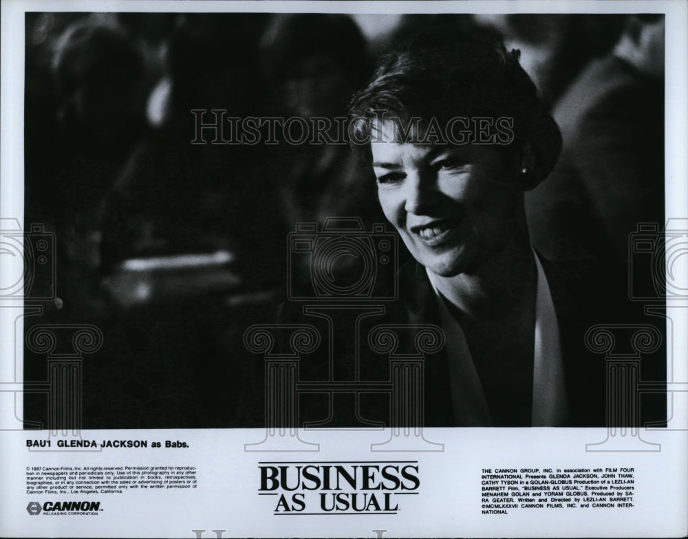 1987 Press Photo Actress Glenda Jackson in &quot;Business as Usual&quot;- Historic Images