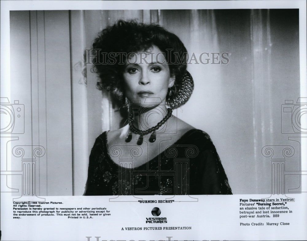 1988 Press Photo &quot;Burning Secret&quot; starring Faye Dunaway- Historic Images