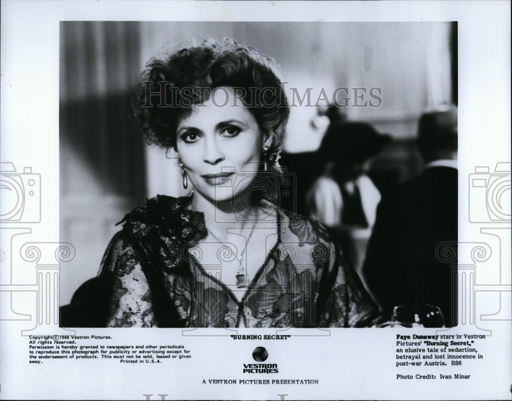 1988 Press Photo &quot;Burning Secret&quot; starring Faye Dunaway- Historic Images