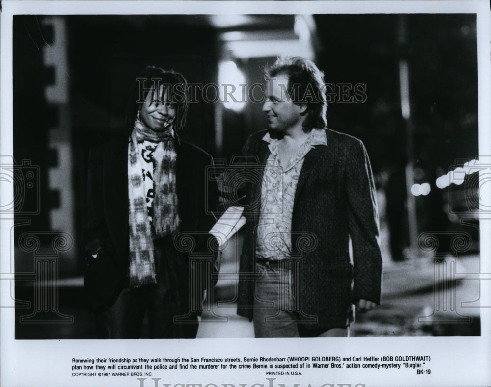 1987 Press Photo &quot;Burglar&quot; Whoopi Goldberg &amp; Bob Goldthwait- Historic Images