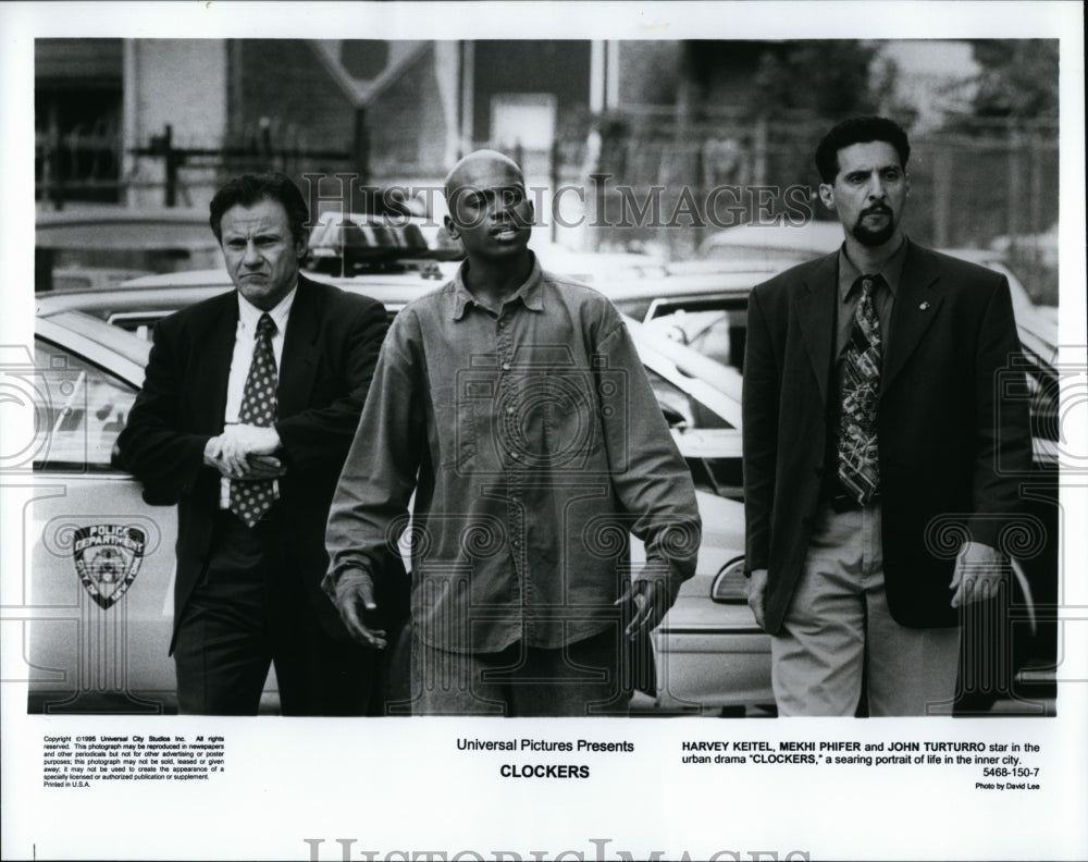 1995 Press Photo Harvey Keitel, Mekhi Phifer and John Turturro in &quot;Clockers&quot;. - Historic Images