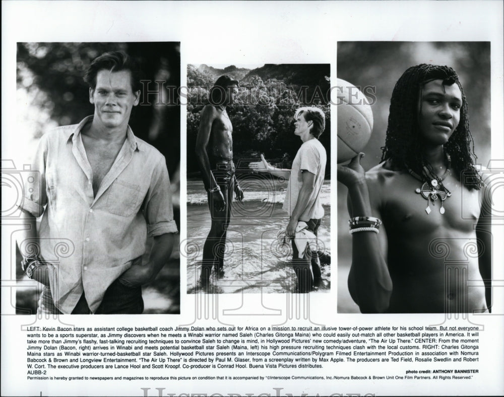 1994 Press Photo &quot;The Air Up There&quot; Kevin Bacon,Charles Gtonga Mania- Historic Images