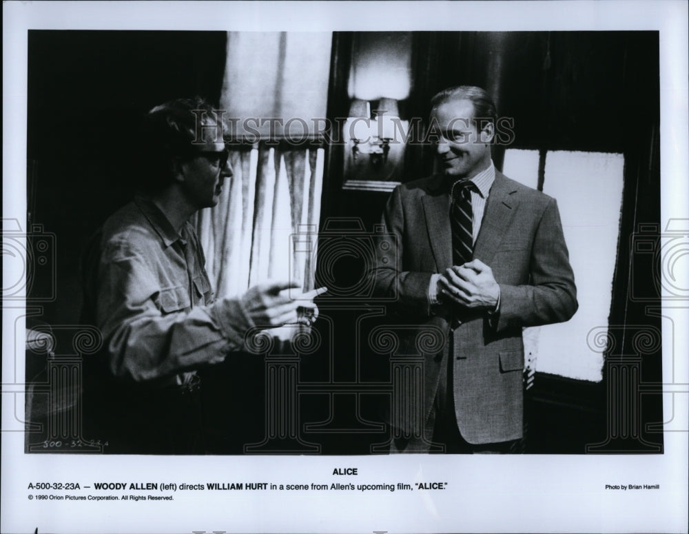 1990 Press Photo Director Woody Allen and Actor William Burt in &quot;Alice&quot;.- Historic Images