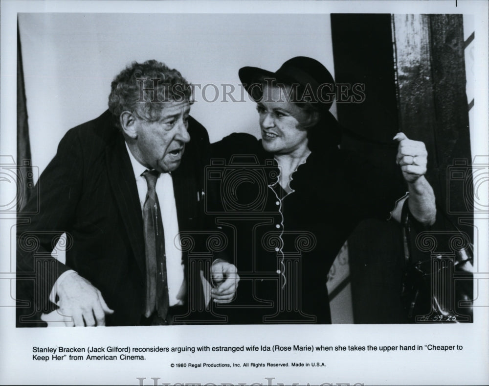 1980 Press Photo Jack Gilford Rose Marie Movie Cheaper to keep her- Historic Images