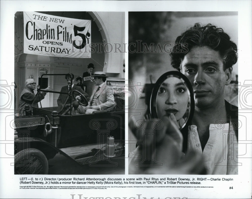 1992 Press Photo Paul Rhys Robert Downey Jr. Chaplin movie Actors- Historic Images