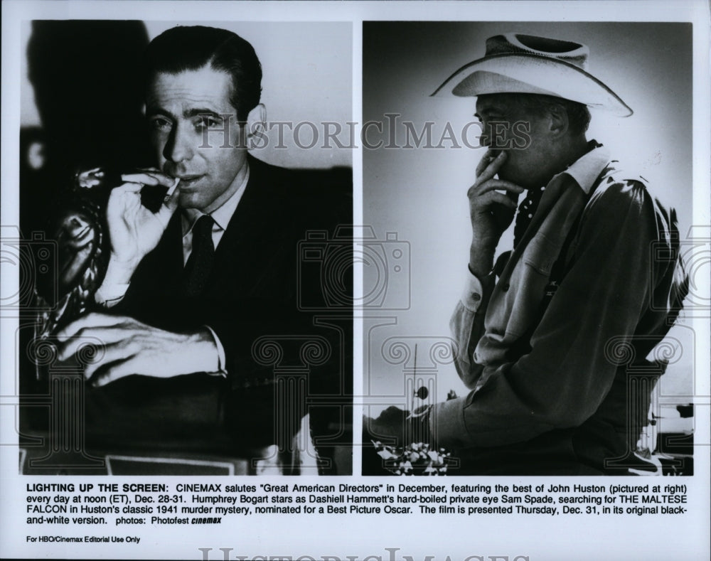 1941 Press Photo &quot;The Maltese Falcon&quot; Humphrey Bogart ,Director John Huston- Historic Images