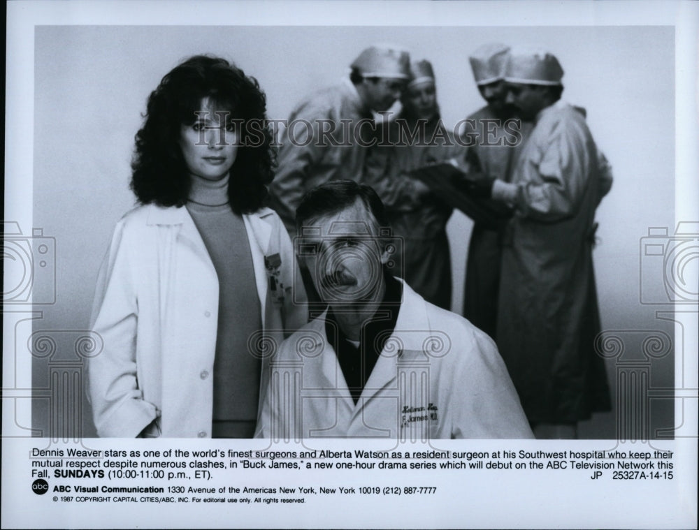 1987 Press Photo Dennis Weaver Actor Television Series Buck James- Historic Images