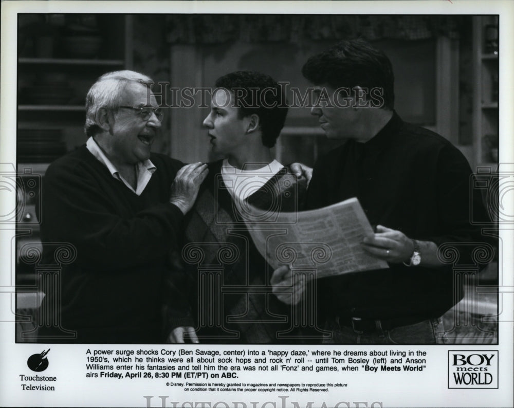 1993 Press Photo  &quot;Boy Meets World&quot;  Ben Savage,Tom Bosley, Anson Williams- Historic Images