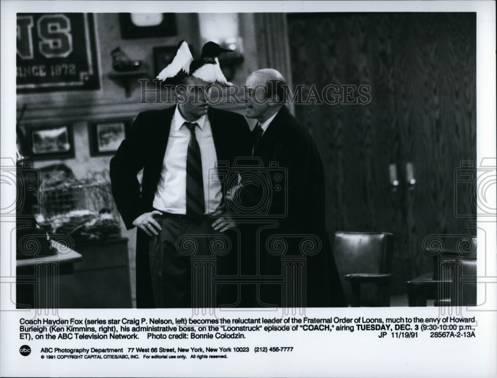 1991 Press Photo &quot;Coach&quot; , Craig T Nelson, Ken Kimmins- Historic Images