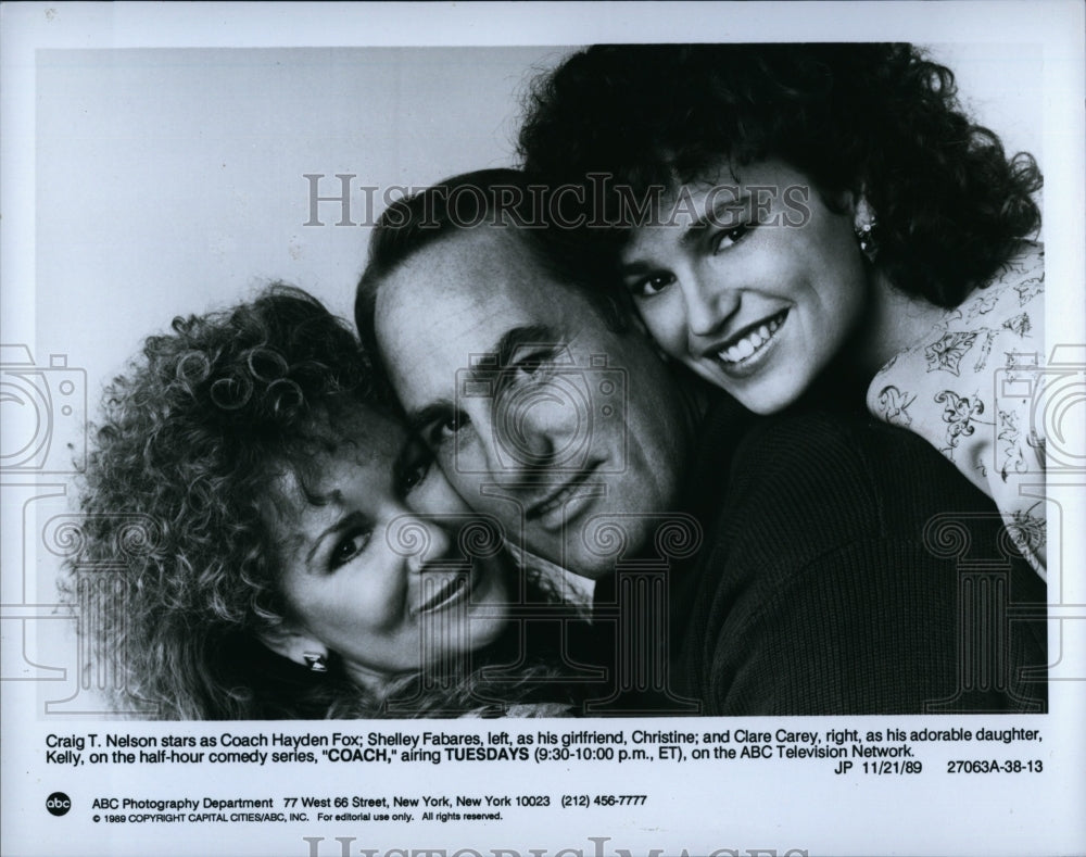 1989 Press Photo &quot;Coach&quot; , Craig T Nelson, Shelley Fabares, Clare Carey- Historic Images