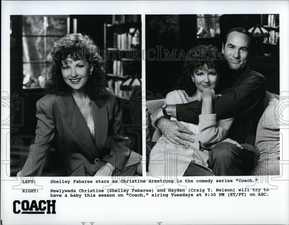 1989 Press Photo &quot;Coach&quot; , Craig T Nelson, Shelley Fabares- Historic Images