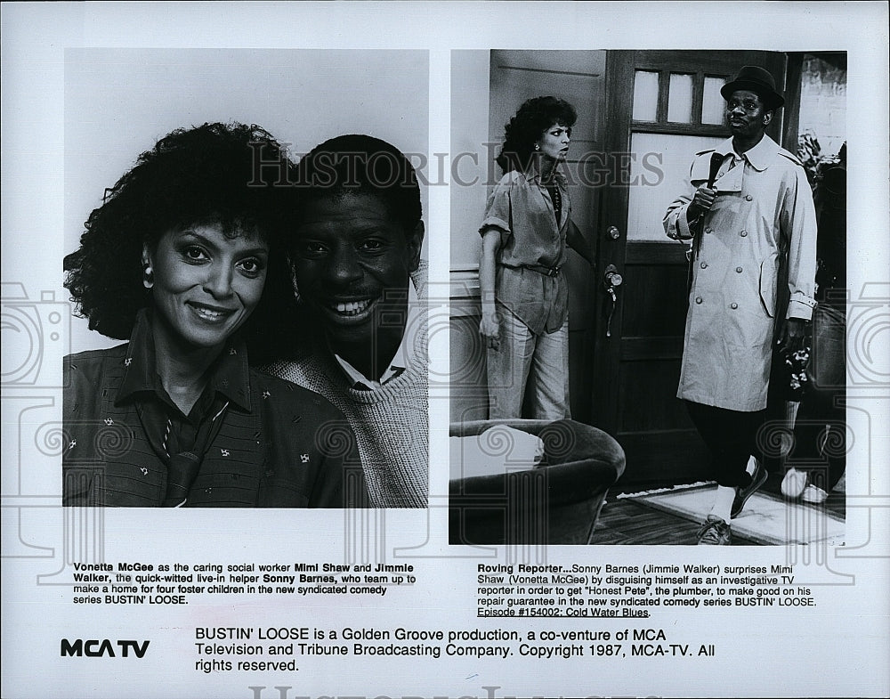 1987 Press Photo McGee, Shaw, and Walker in &quot;Bustin&#39; Loose&quot;- Historic Images