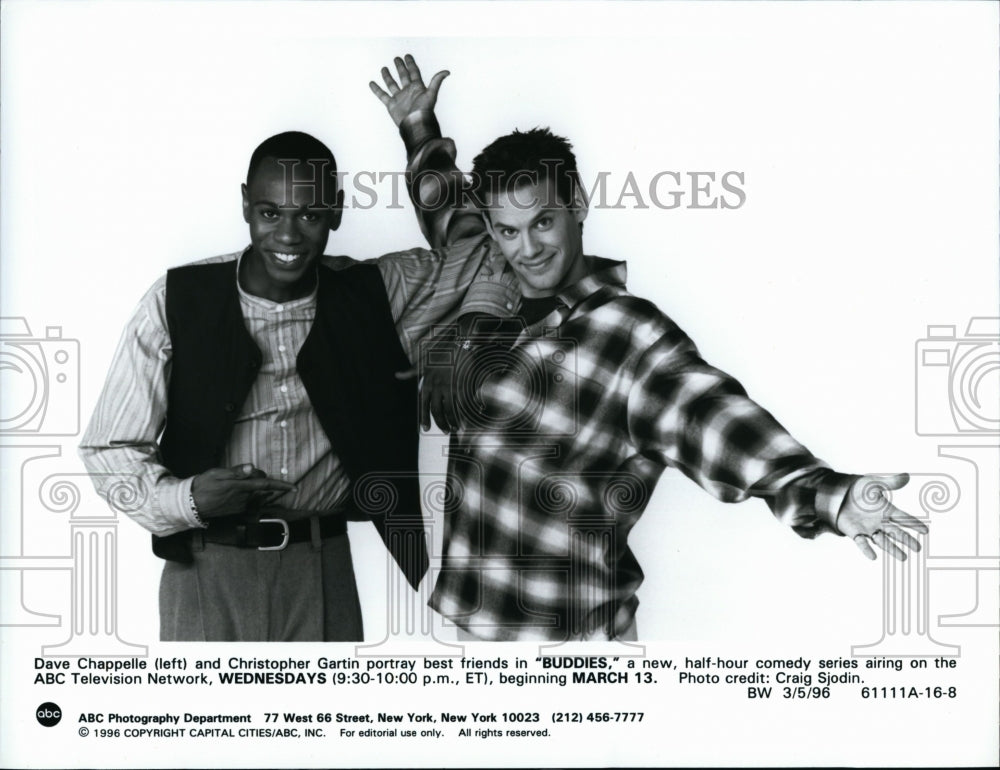 1996 Press Photo Dave Chappelle Christopher Gartin Actor Buddies TV Sitcom Show- Historic Images