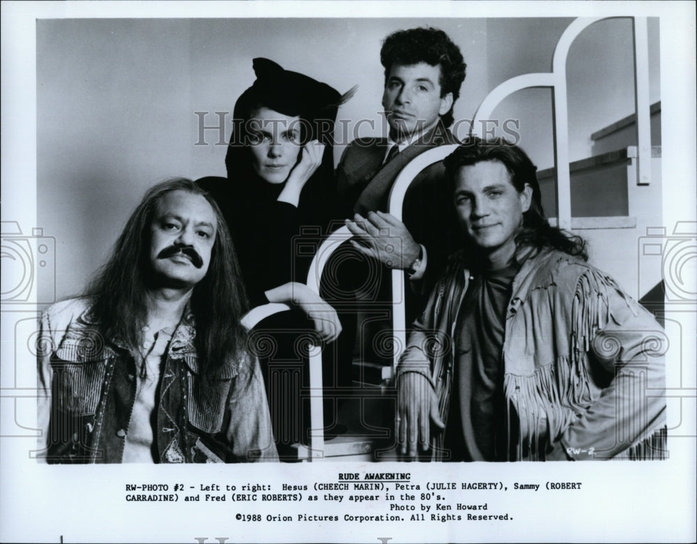 1988 Press Photo Cheech Marin Julie Hagerty Robert Carradine Eric Roberts Movie- Historic Images