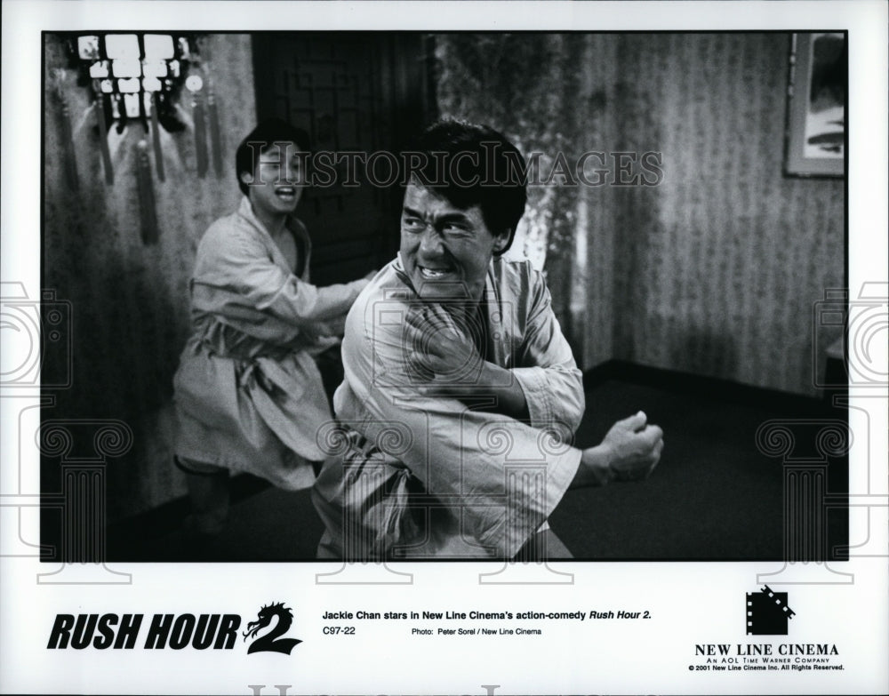 2001 Press Photo Jackie Chan Actor Fight Scene Rush Hour 2 Comedy Movie Film- Historic Images