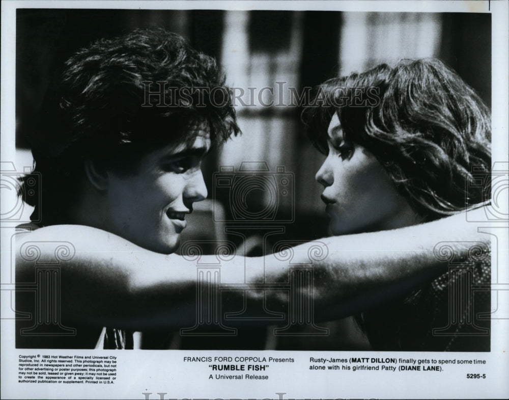 1983 Press Photo Matt Dillion, Diane Lane, &quot;Rumble Fish&quot;- Historic Images