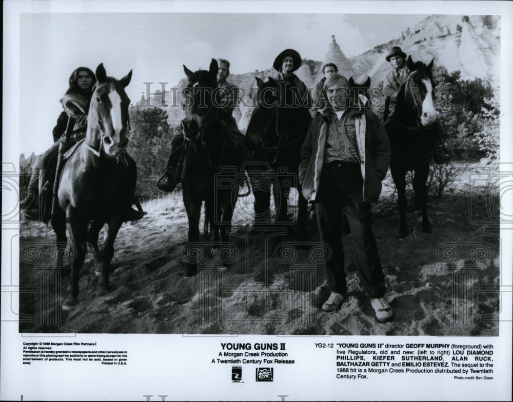 1990 Press Photo &quot;Young Guns II&quot; Emilio Estevez ,G Murphy,LD Phillips, A Ruck- Historic Images