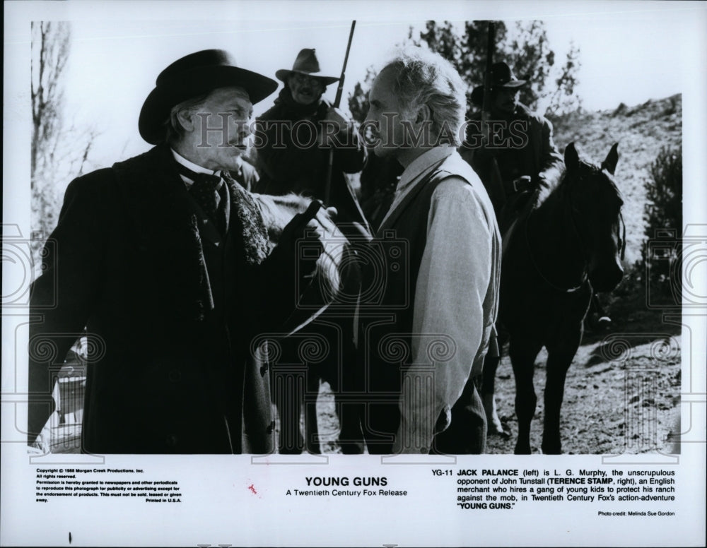 1988 Press Photo Jack Palance Terence Stamp Young Guns Action Adventure Movie- Historic Images