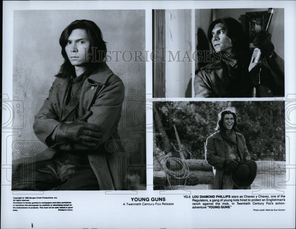 1988 Press Photo Lou Diamond Phillips Actor Young Guns Action Adventure Movie- Historic Images