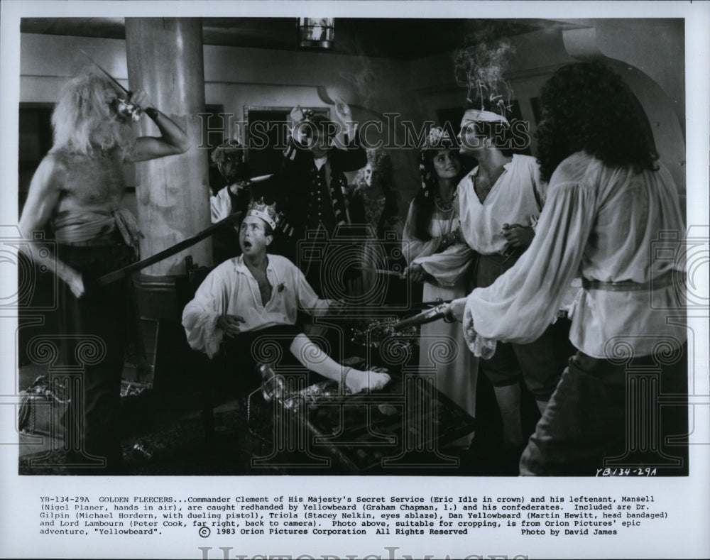 1983 Press Photo Eric Idle Nigel Planer and Graham Chapman in &quot;Yellowbeard&quot;- Historic Images