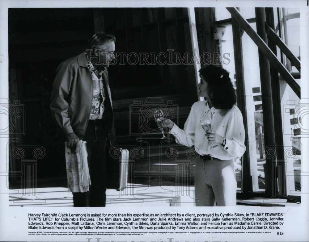 1985 Press Photo Jack Lemmon Cynthia Sikes Actress Blake Edwards That&#39;s Life- Historic Images