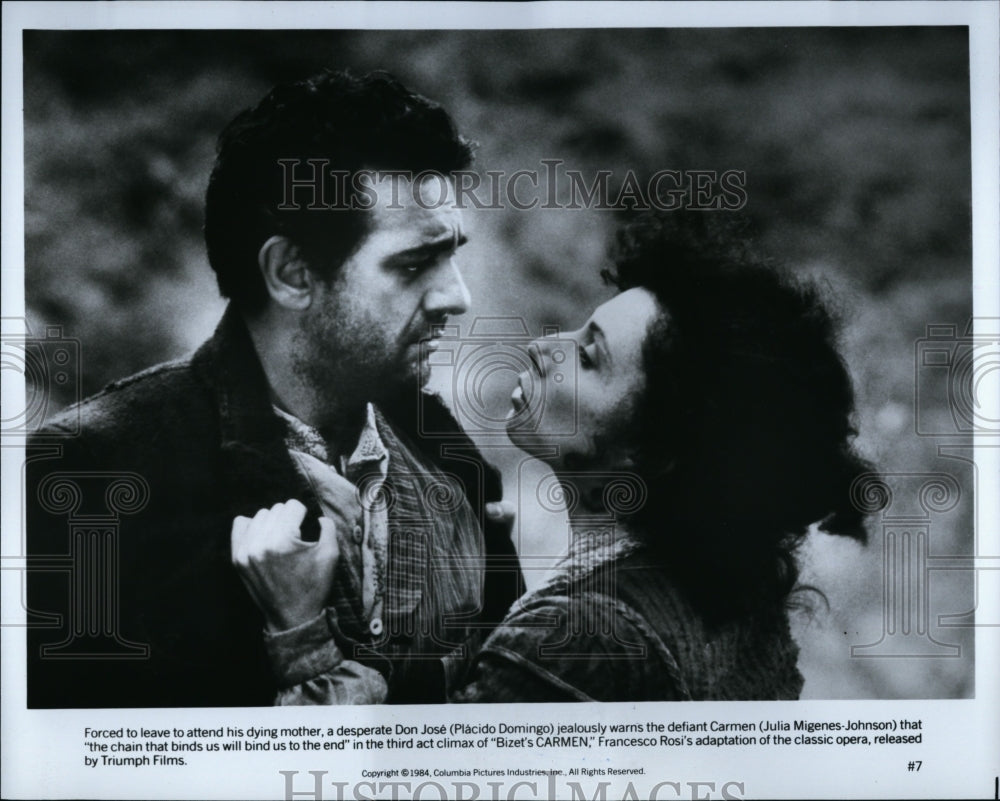 1984 Press Photo "Bizet's Carmen" Julia Migenes Johnson, Placido Domingo- Historic Images