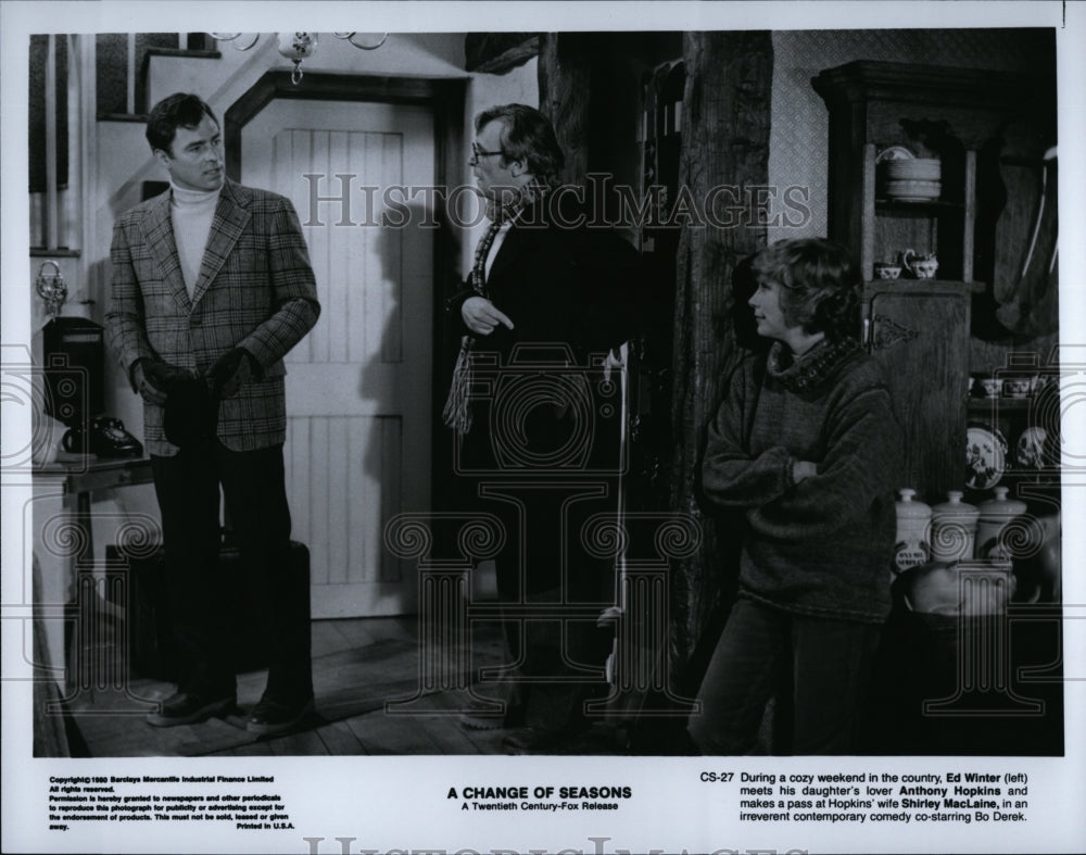 1980 Press Photo Winter Hopkins MacLaine In "A Change Of Seasons"- Historic Images