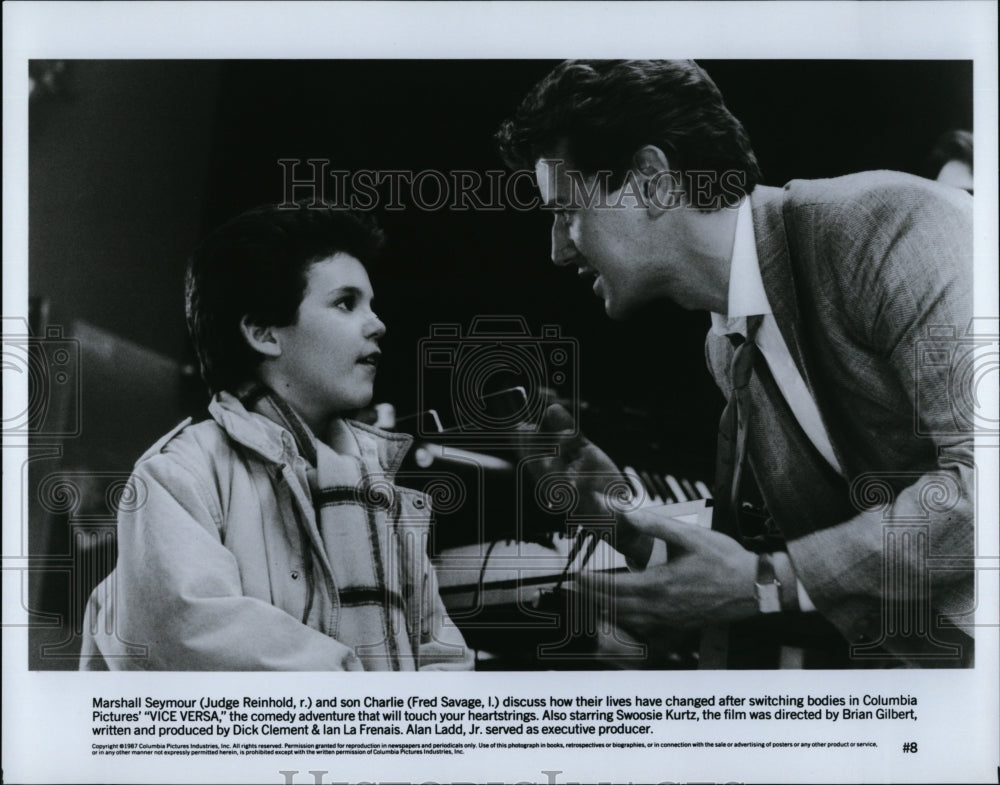 1987 Press Photo &quot;Vice Versa&quot; starring Judge Reinhold, Fred Savage- Historic Images