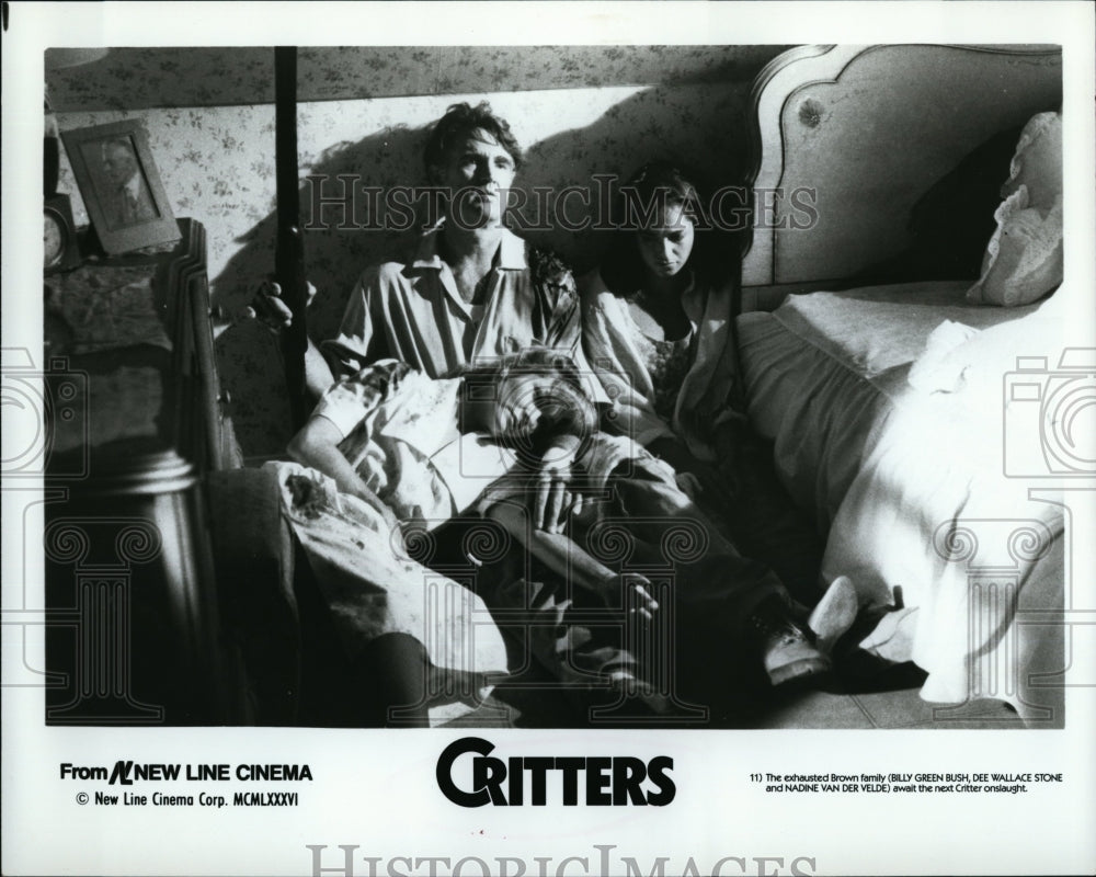 1986 Press Photo &quot;Critters&quot; Billy G Bush,Dee Wallace Stone, Nadne van der Velde- Historic Images