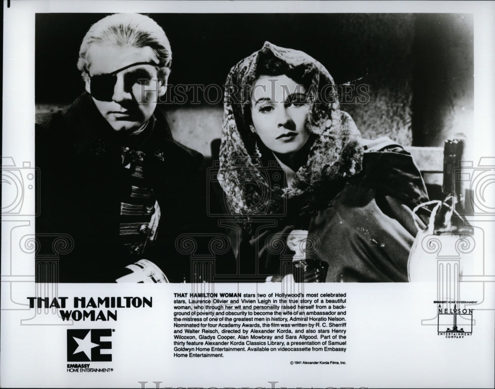 1941 Press Photo Laurence Olivier and Viven Leigh in &quot;That Hamilton Woman&quot;- Historic Images