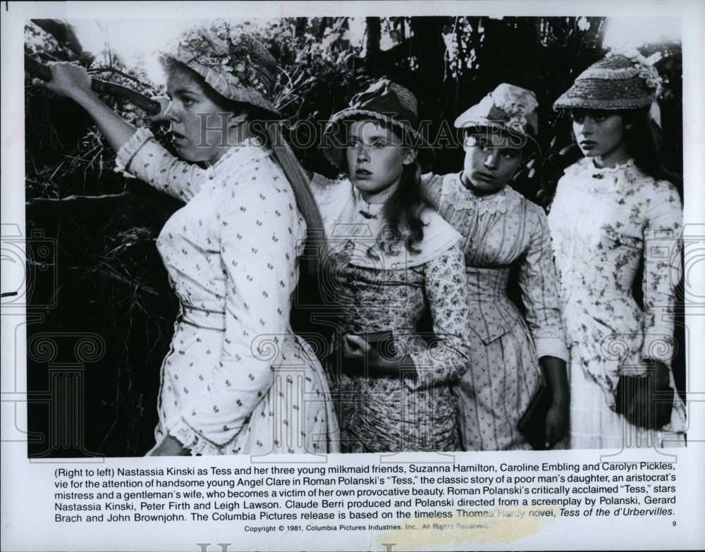 1981 Press Photo Natassia Kinski Carolyn Pickles and Suzanna Hamilton in &quot;Tess&quot;- Historic Images