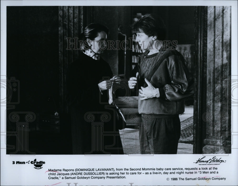 1986 Press Photo Dominique Lavanant and Andre Dussollier in &quot;3 Men and a Cradle&quot;- Historic Images