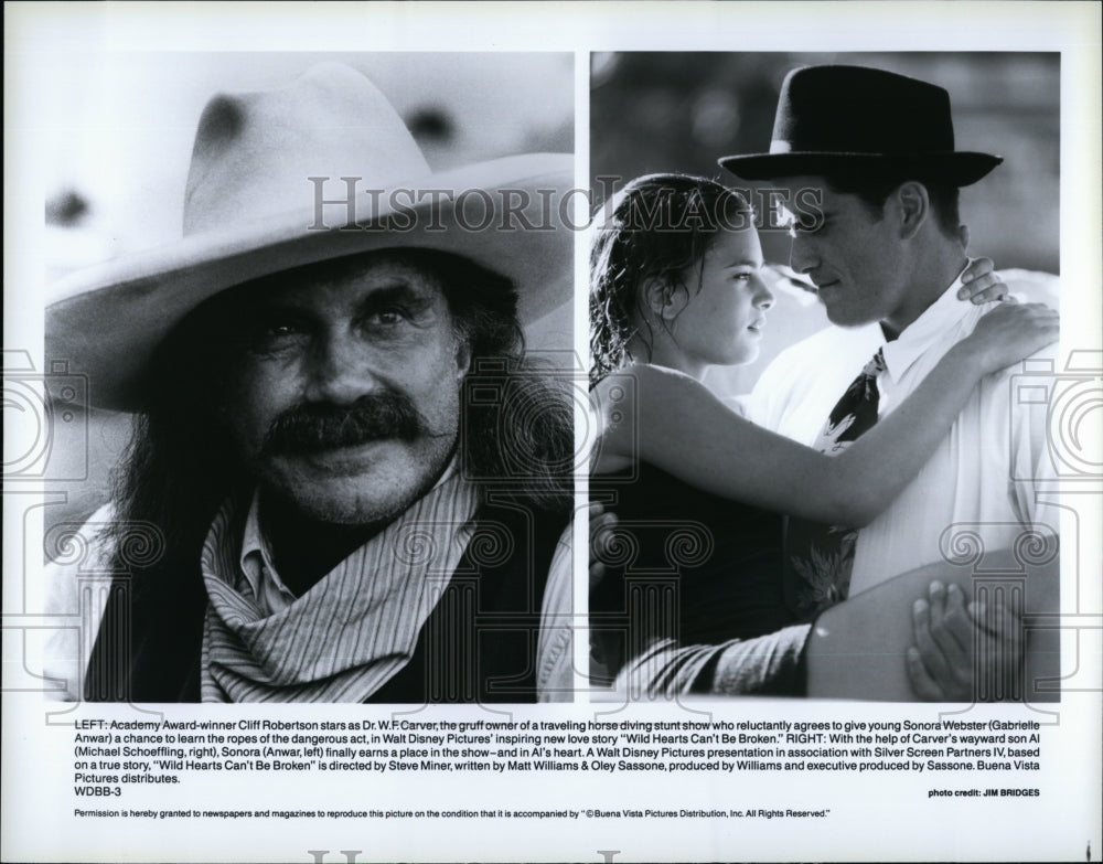 Press Photo Cliff Robertson and Gabriel Anwar in &quot;Wild Hearts Can&#39;t Be Broken&quot;- Historic Images