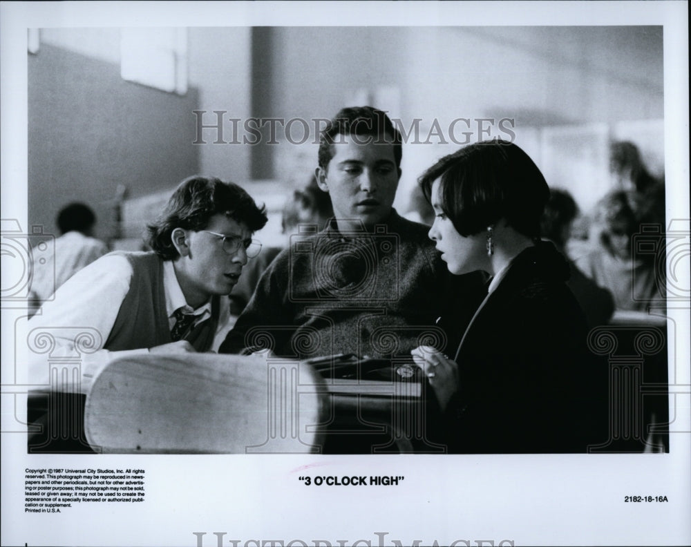 1987 Press Photo Siemaszko, Ryan, and Wise in &quot;Three O&#39;Clock High&quot;- Historic Images