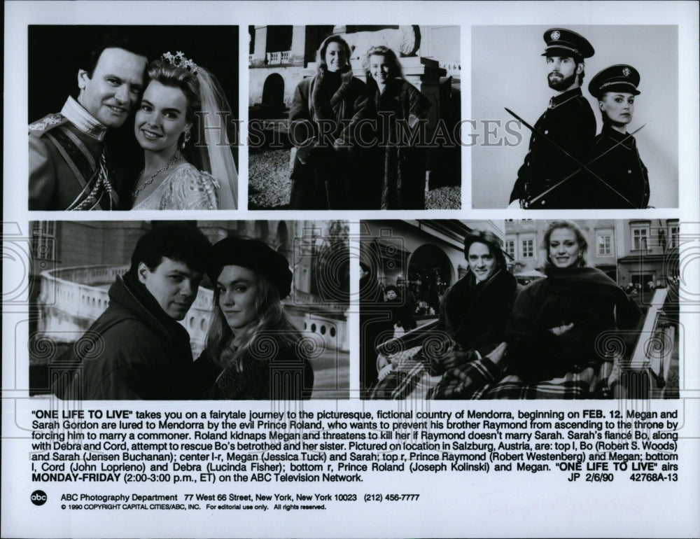 1990 Press Photo Robert Woods, Jensen Buchanan Jessica Tuck in One Life to Live&quot;- Historic Images