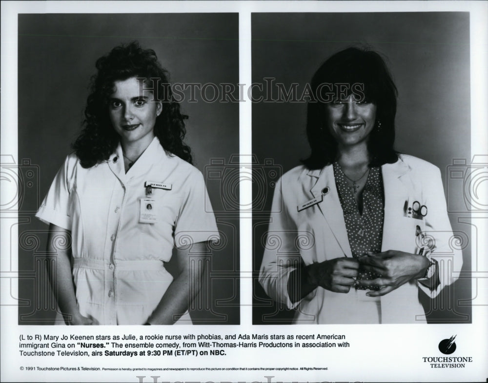 1991 Press Photo Mary Jo Keenen and Ada Maris in &quot;Nurses&quot;- Historic Images