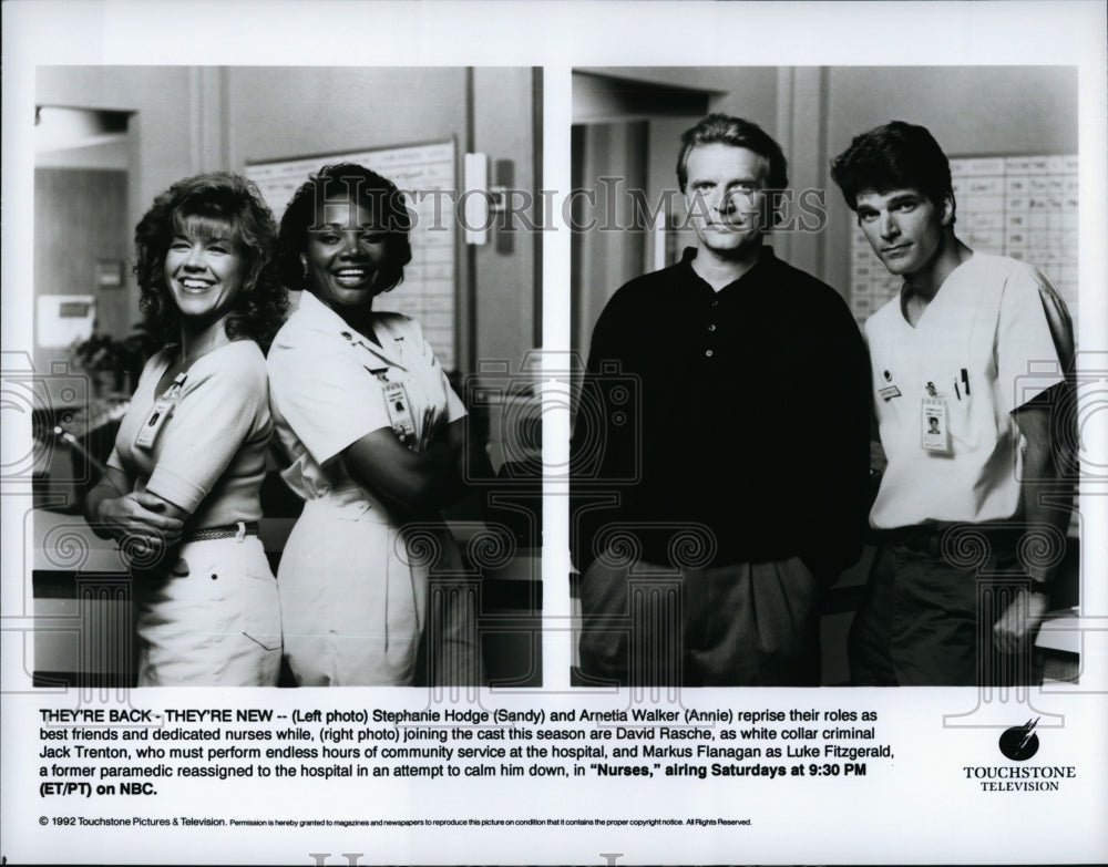 1992 Press Photo Stephanie Hodge Arnetta Walker and David Rasche in &quot;Nurses&quot;- Historic Images