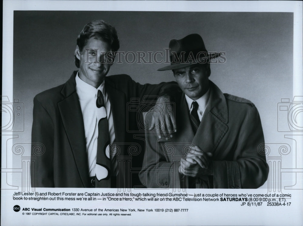 1987 Press Photo Jeff Lester Actor Robert Forster Once A Hero Television Show- Historic Images