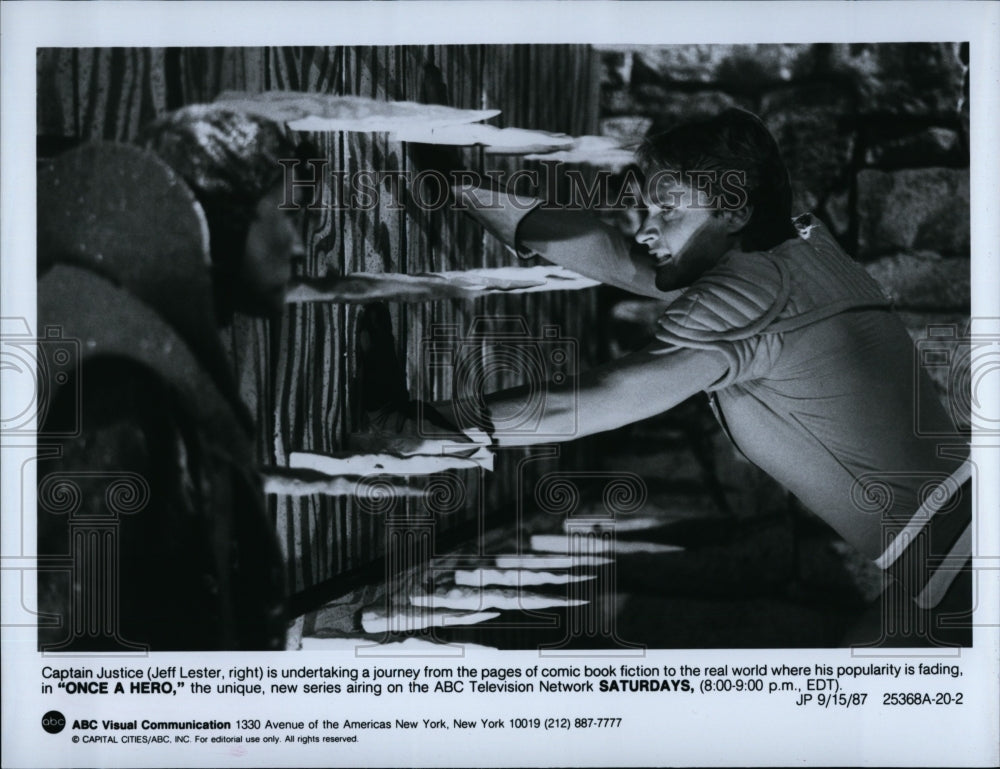 1987 Press Photo Jeff Lester Actor Once A Hero Television Show TV Comic Book- Historic Images