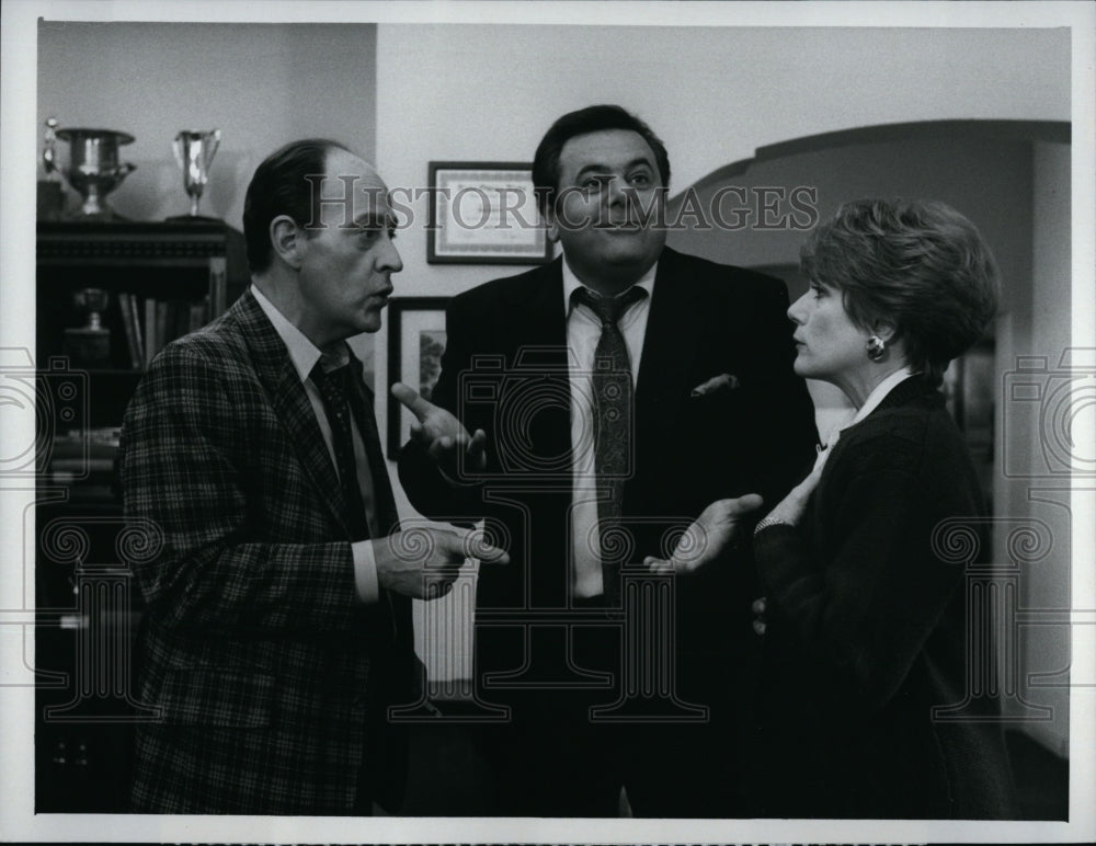 1987 Press Photo Karl Boen Paul Sorvino Nancy Dussault Oldest Rookie TV Show- Historic Images