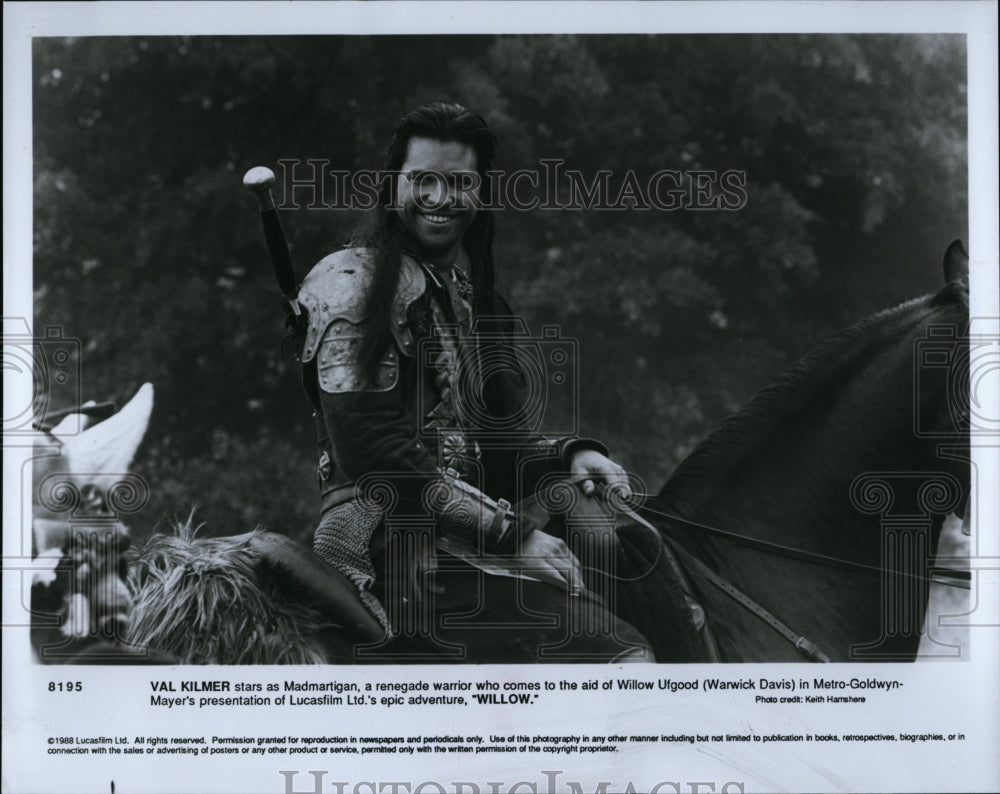 1988 Press Photo Val Kilmer Actor Epic Adventure Film Willow Movie Scene- Historic Images